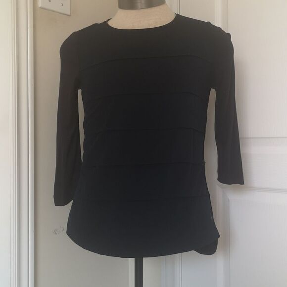 Olsen Ladies Crew Neck 3/4 Sleeves Casual Top Navy Blue 5/6 - Picture 1 of 16